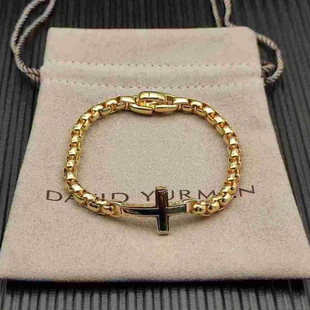 David Yurman Gold Box Chain Cross Link Bracelet Includes Brand Dust Bag